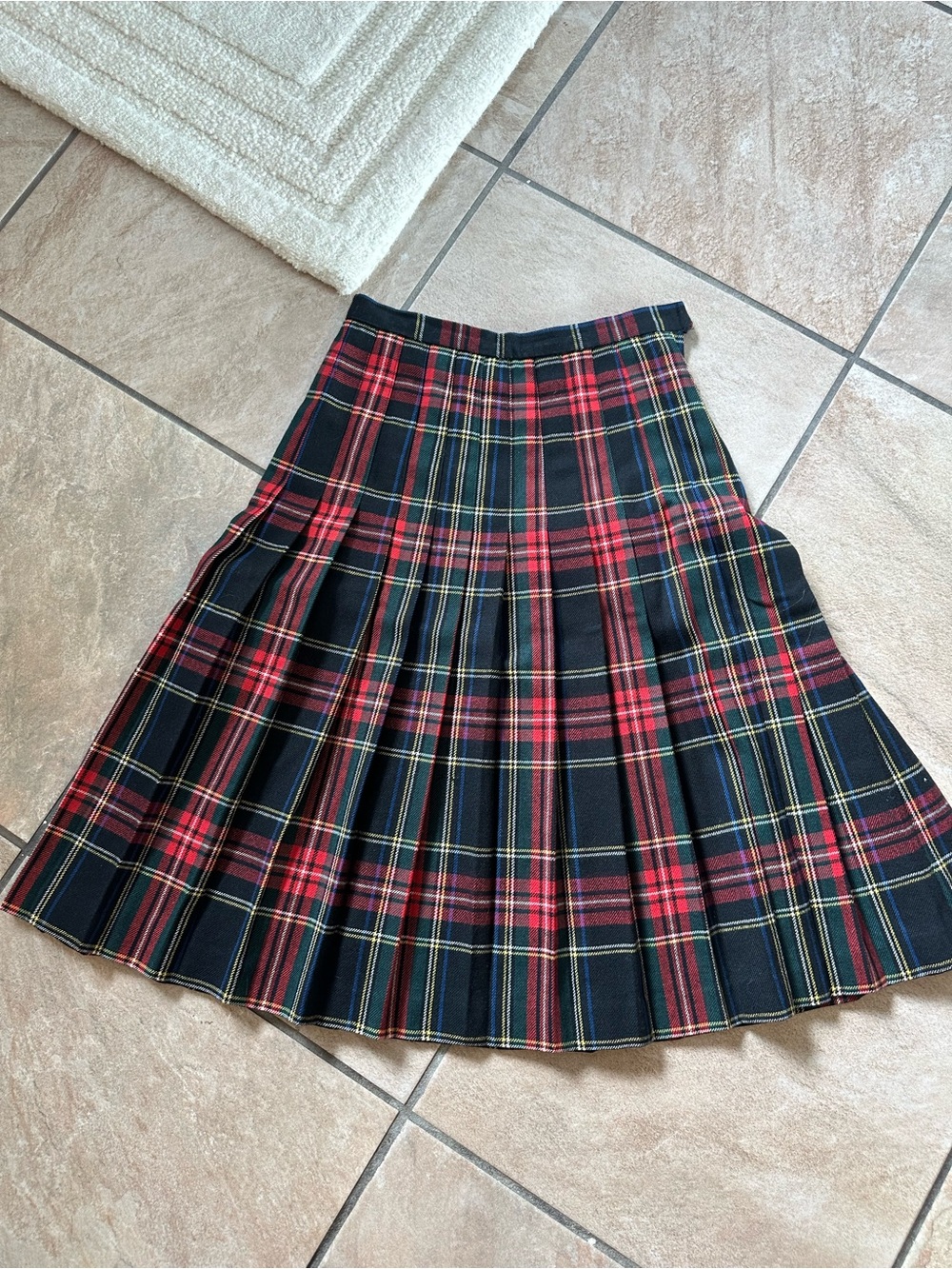 Evan Pincone Wool Plaid Tartan Skirt